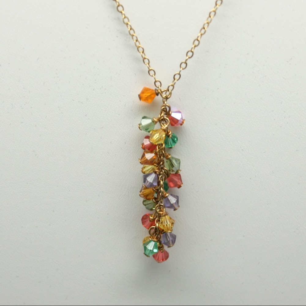 Multi stone cascade crystal necklace